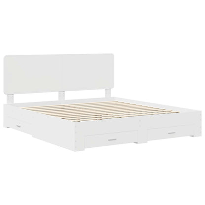 vidaXL Bed Frame with Drawer White 180 x 200 cm Engineered Wood 4