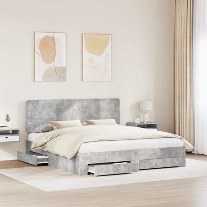 vidaXL Bed Frame Concrete Grey 180 x 200 cm Engineered Wood 3