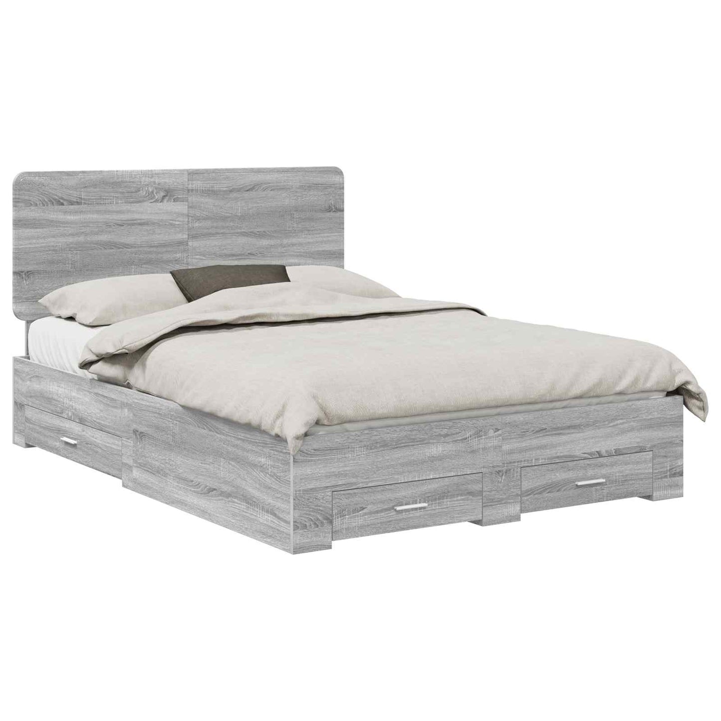 vidaXL Bed Frame with Drawer Grey Sonoma 150 x 200 cm Engineered Wood 2