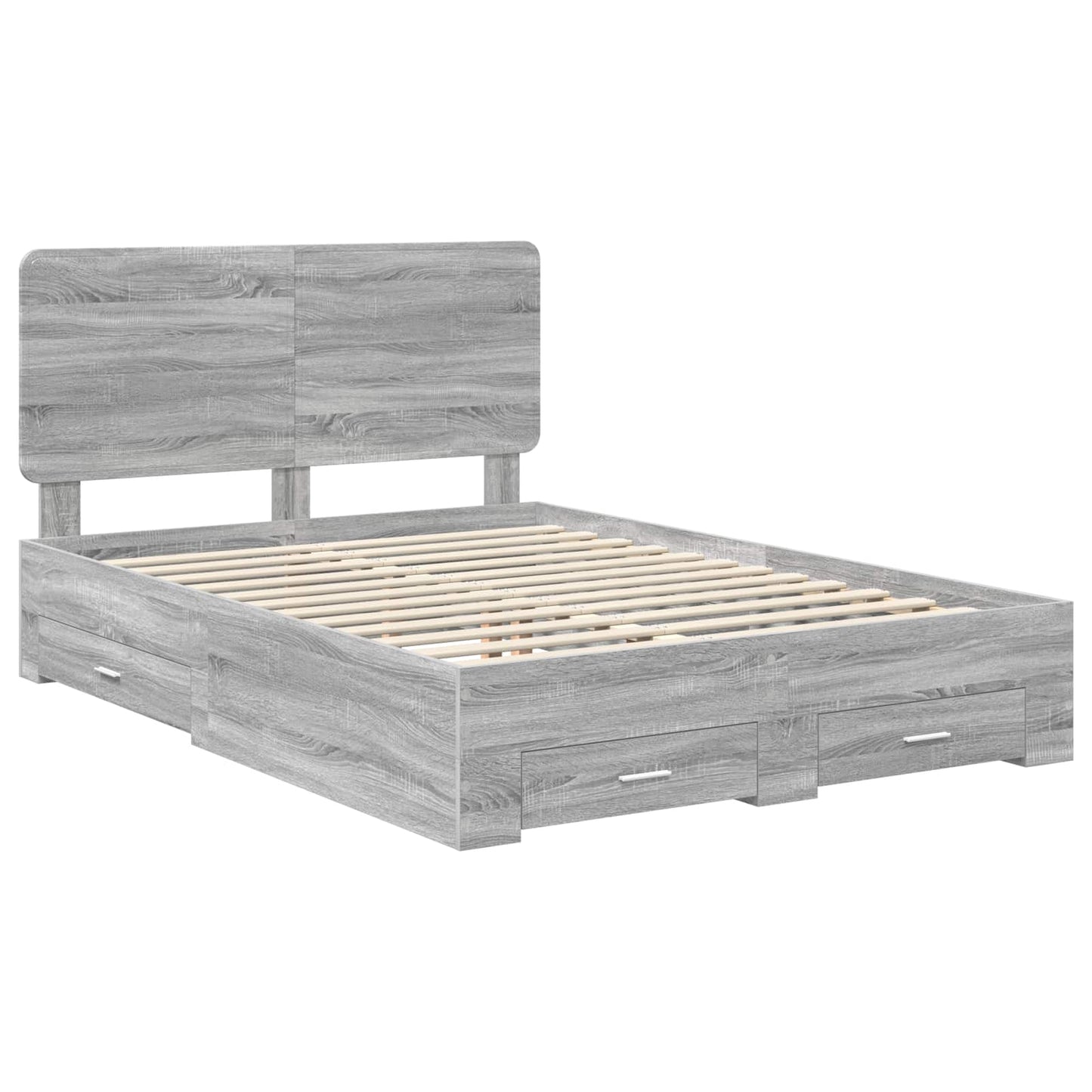 vidaXL Bed Frame with Drawer Grey Sonoma 150 x 200 cm Engineered Wood 4