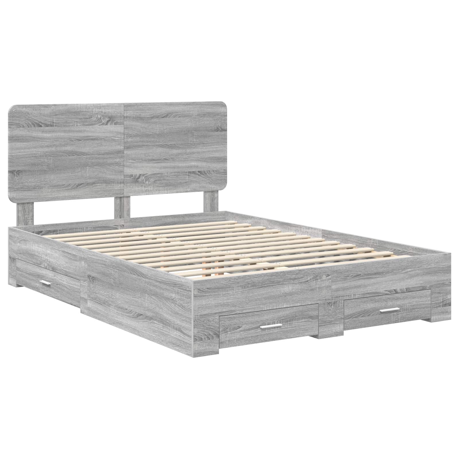 vidaXL Bed Frame with Drawer Grey Sonoma 150 x 200 cm Engineered Wood 4