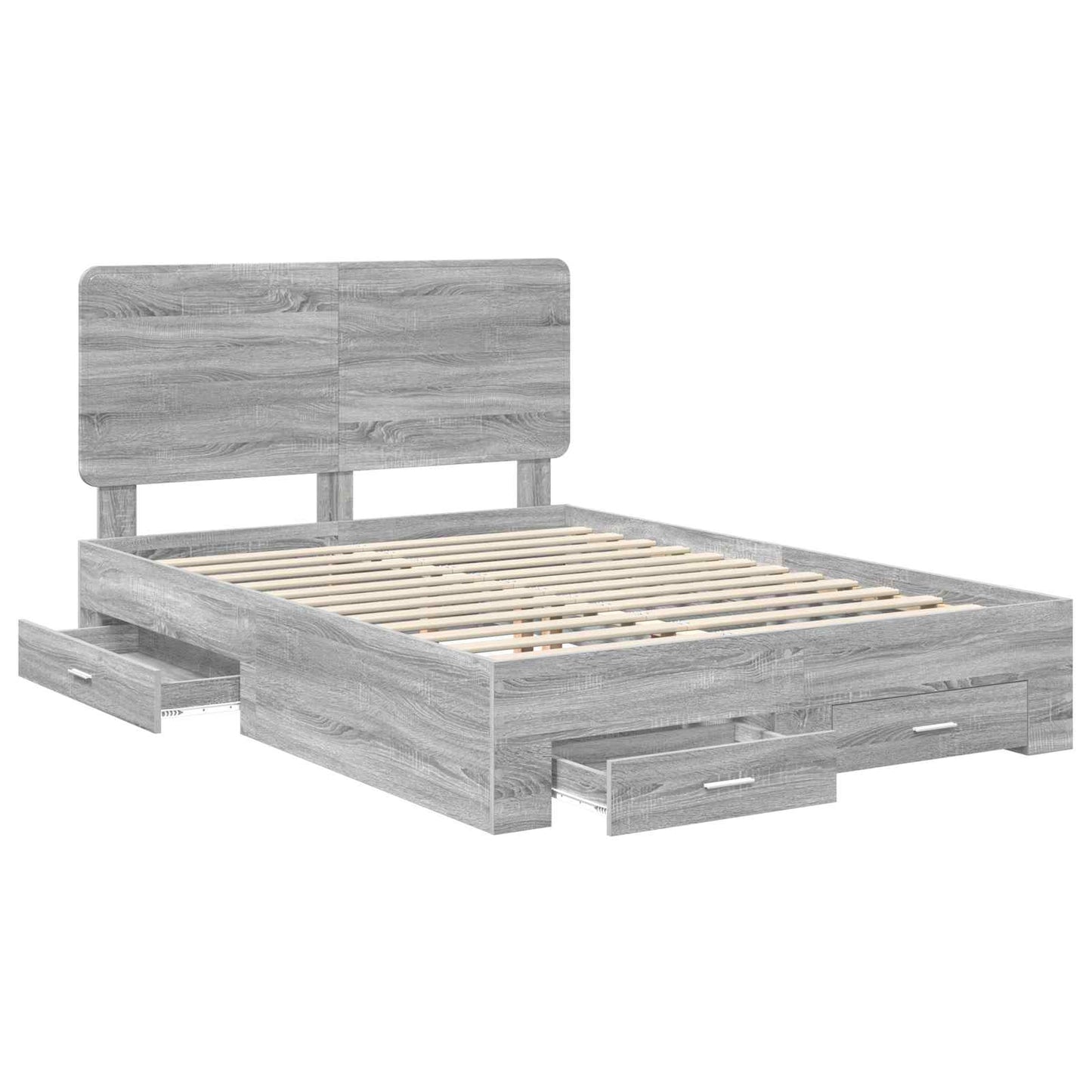 vidaXL Bed Frame with Drawer Grey Sonoma 150 x 200 cm Engineered Wood 5