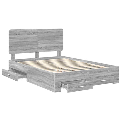 vidaXL Bed Frame with Drawer Grey Sonoma 150 x 200 cm Engineered Wood 5