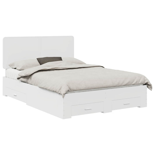 vidaXL Bed Frame with Drawer White 140 x 200 cm Engineered Wood 2