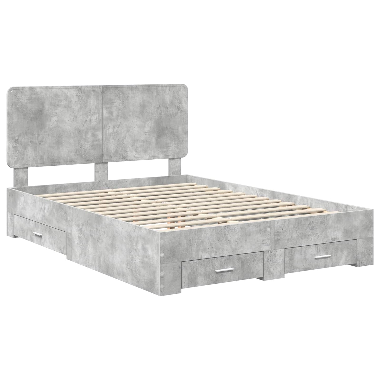 vidaXL Bed Frame Concrete Grey 140 x 200 cm Engineered Wood 4