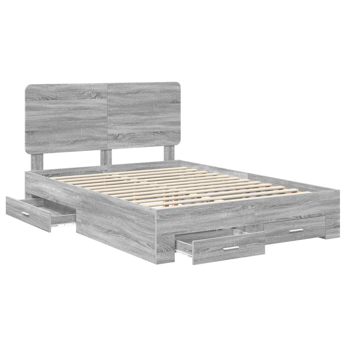 vidaXL Bed Frame with Drawer Grey Sonoma 140 x 200 cm Engineered Wood 5