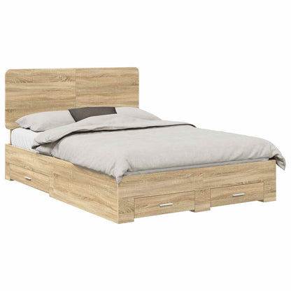 vidaXL Bed Frame with Drawer Sonoma Oak 140 x 190 cm Engineered Wood 2