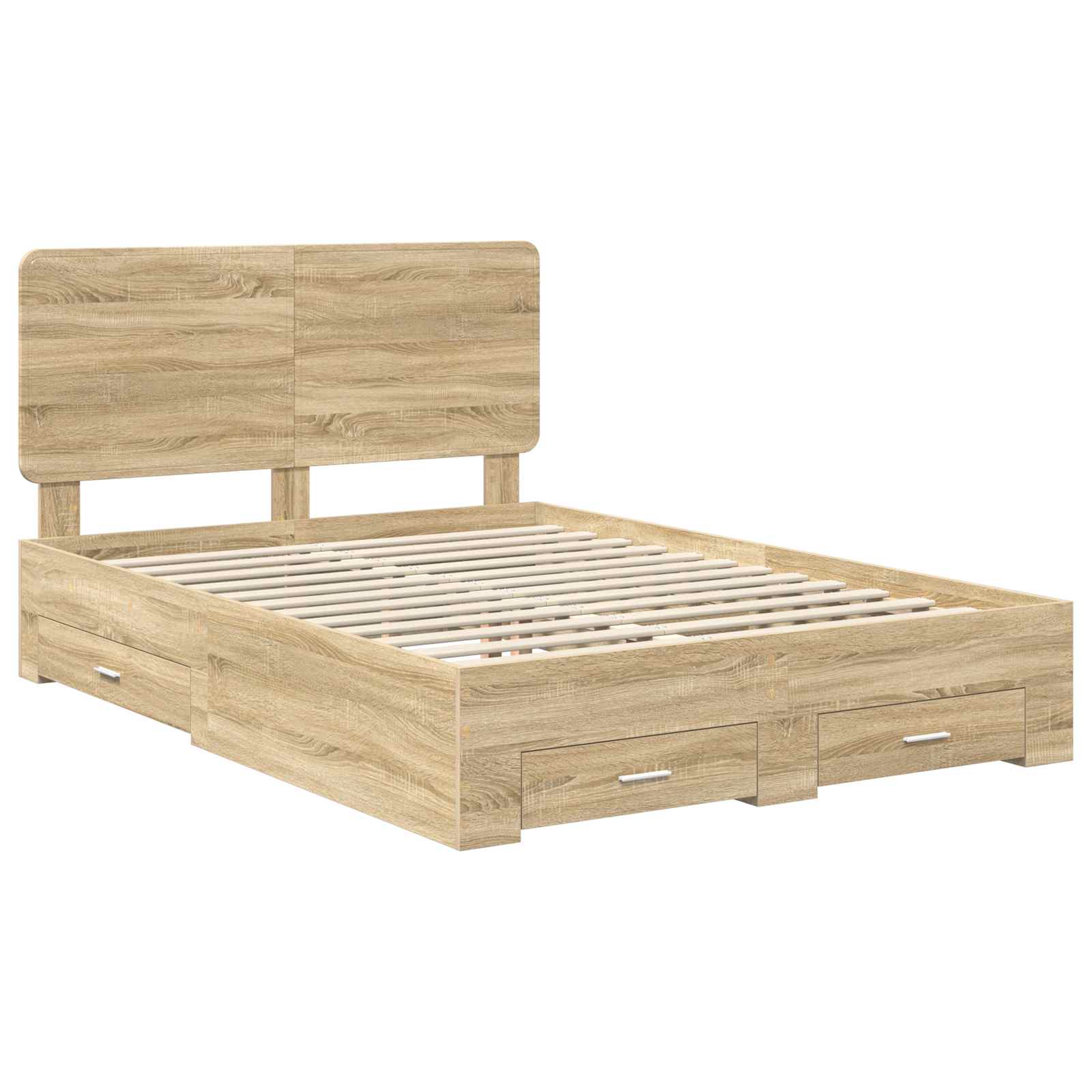 vidaXL Bed Frame with Drawer Sonoma Oak 140 x 190 cm Engineered Wood 4