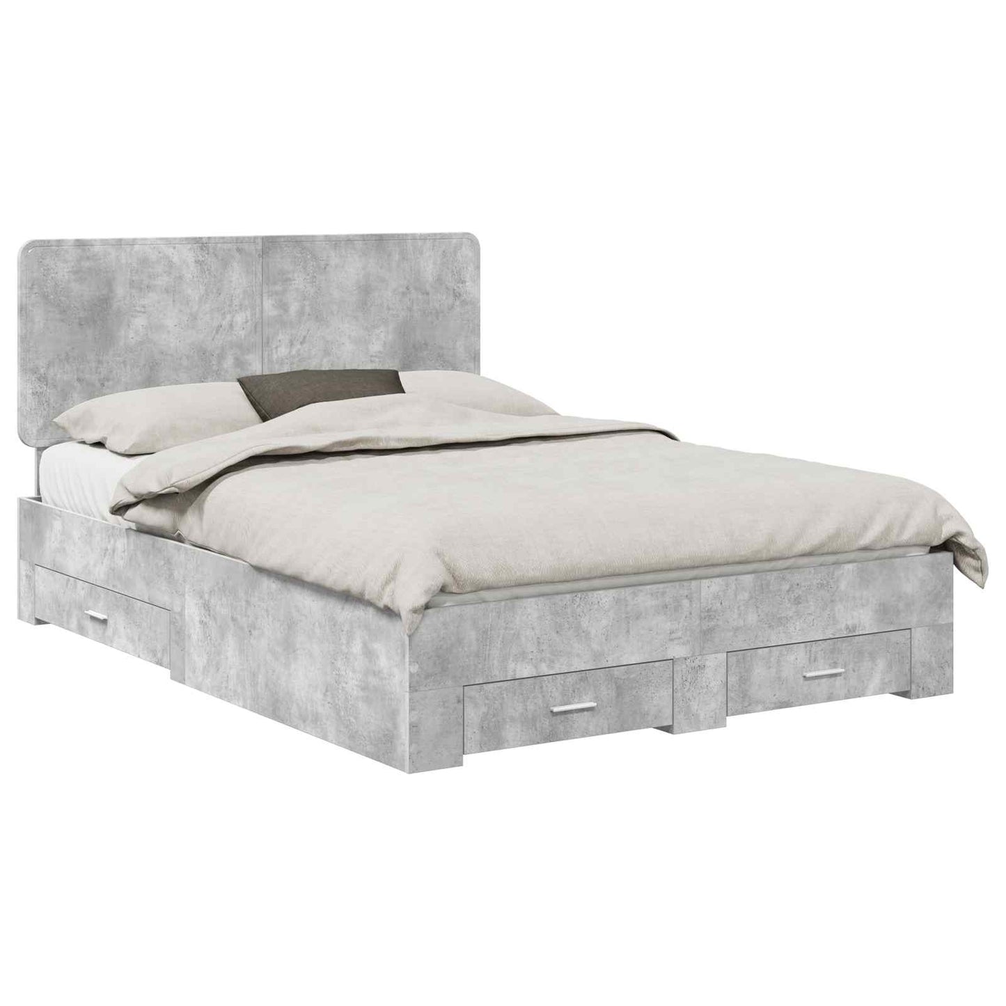 vidaXL Bed Frame Concrete Grey 140 x 190 cm Engineered Wood 2