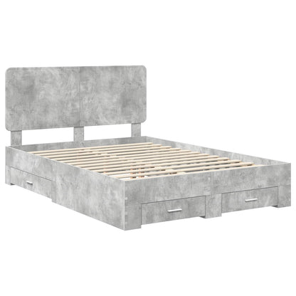 vidaXL Bed Frame Concrete Grey 140 x 190 cm Engineered Wood 4