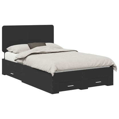 vidaXL Bed Frame with Drawer Black 135 x 190 cm Engineered Wood 2