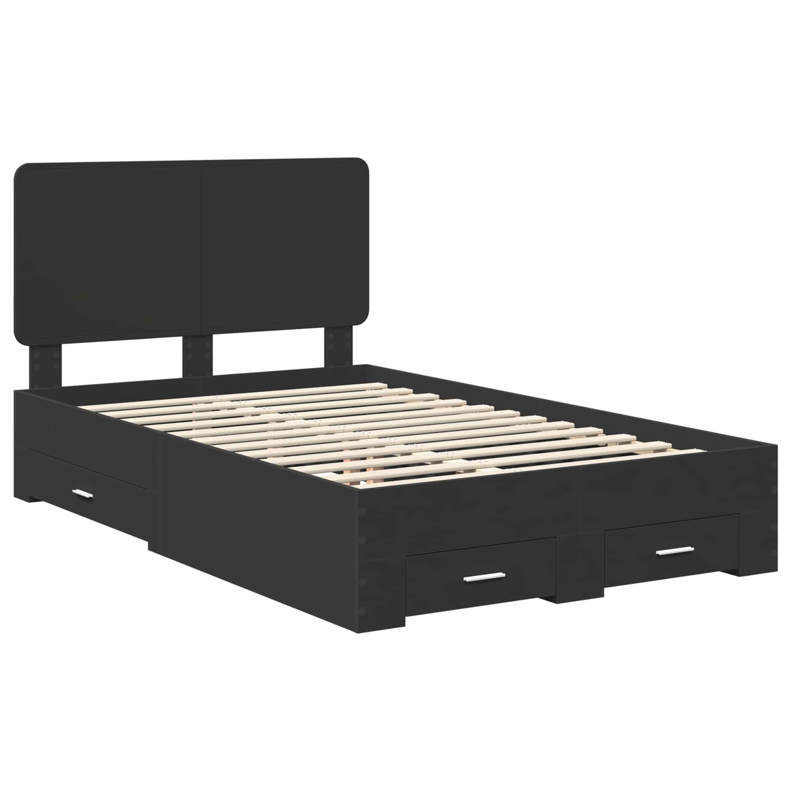 vidaXL Bed Frame with Drawer Black 135 x 190 cm Engineered Wood 4