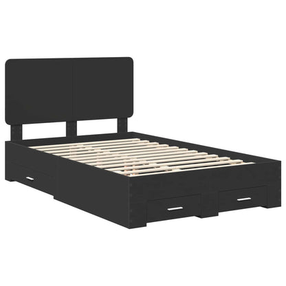 vidaXL Bed Frame with Drawer Black 135 x 190 cm Engineered Wood 4