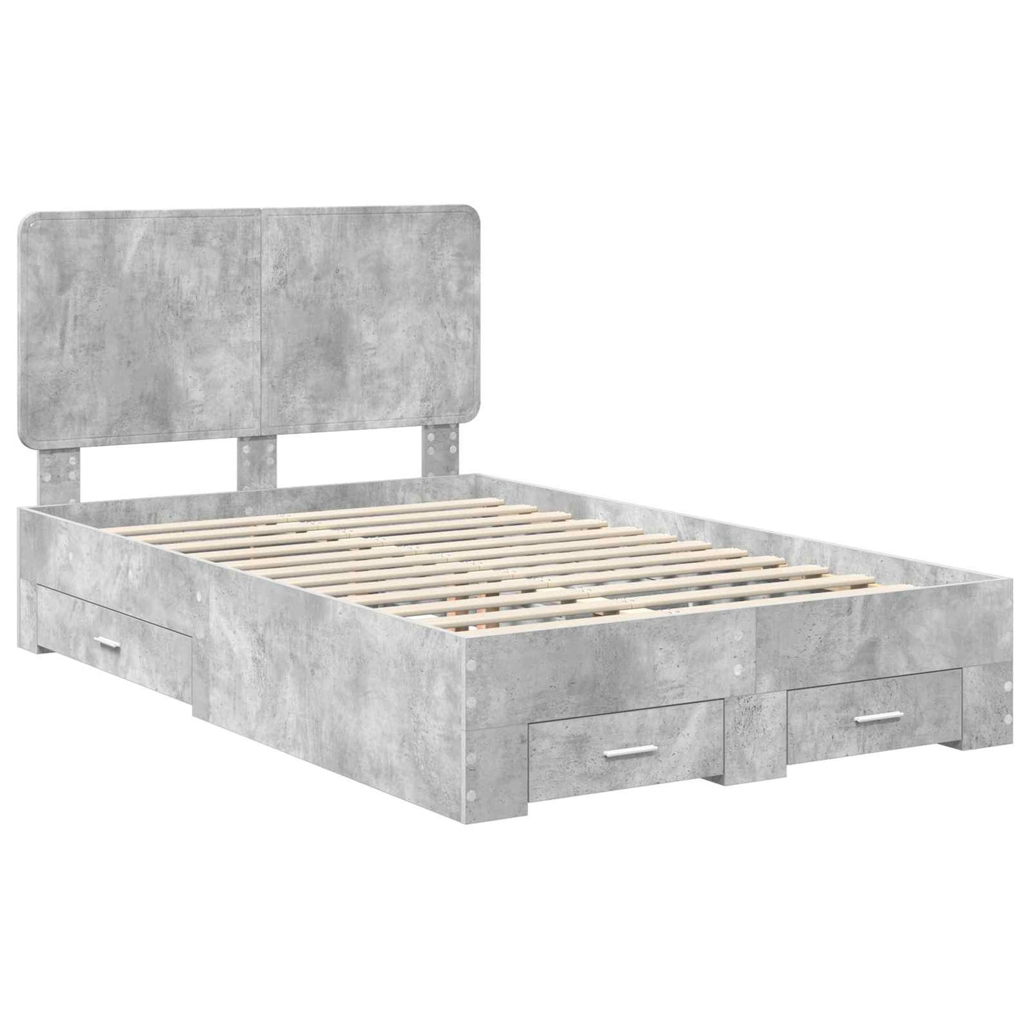 vidaXL Bed Frame Concrete Grey 135 x 190 cm Engineered Wood 4