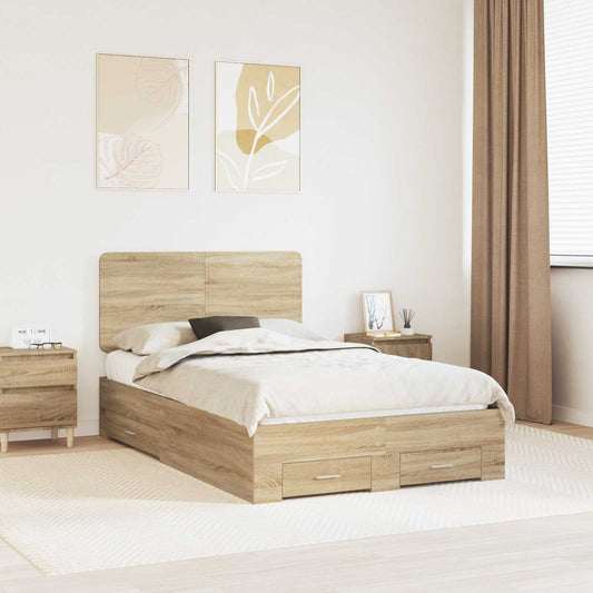vidaXL Bed Frame with Drawer Sonoma Oak 120 x 200 cm Engineered Wood 1