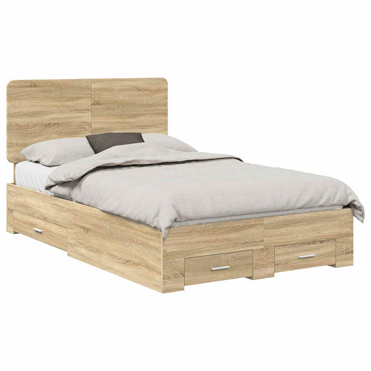 vidaXL Bed Frame with Drawer Sonoma Oak 120 x 200 cm Engineered Wood 2