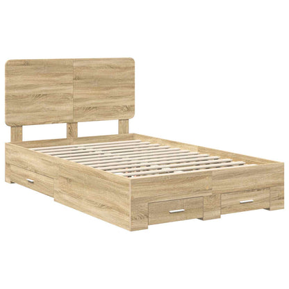 vidaXL Bed Frame with Drawer Sonoma Oak 120 x 200 cm Engineered Wood 4