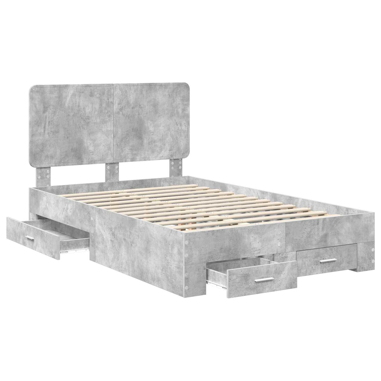 vidaXL Bed Frame Concrete Grey 120 x 200 cm Engineered Wood 5