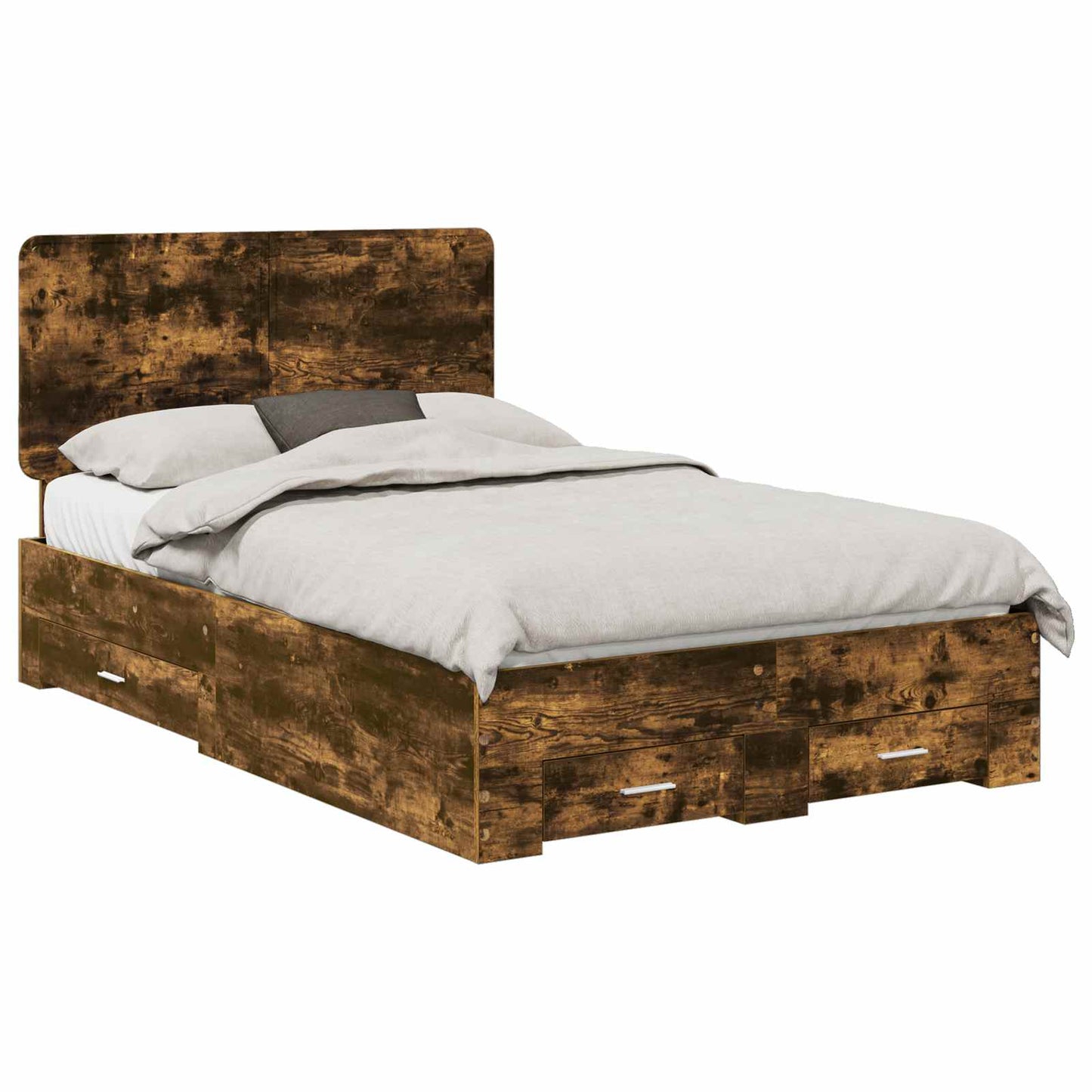 vidaXL Bed Frame with Drawer Smoked Oak 120 x 200 cm Engineered Wood 2