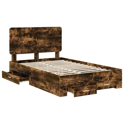 vidaXL Bed Frame with Drawer Smoked Oak 120 x 200 cm Engineered Wood 5