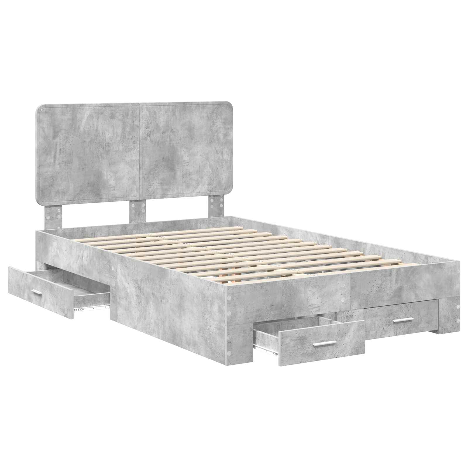 vidaXL Bed Frame Concrete Grey 120 x 190 cm Engineered Wood 5