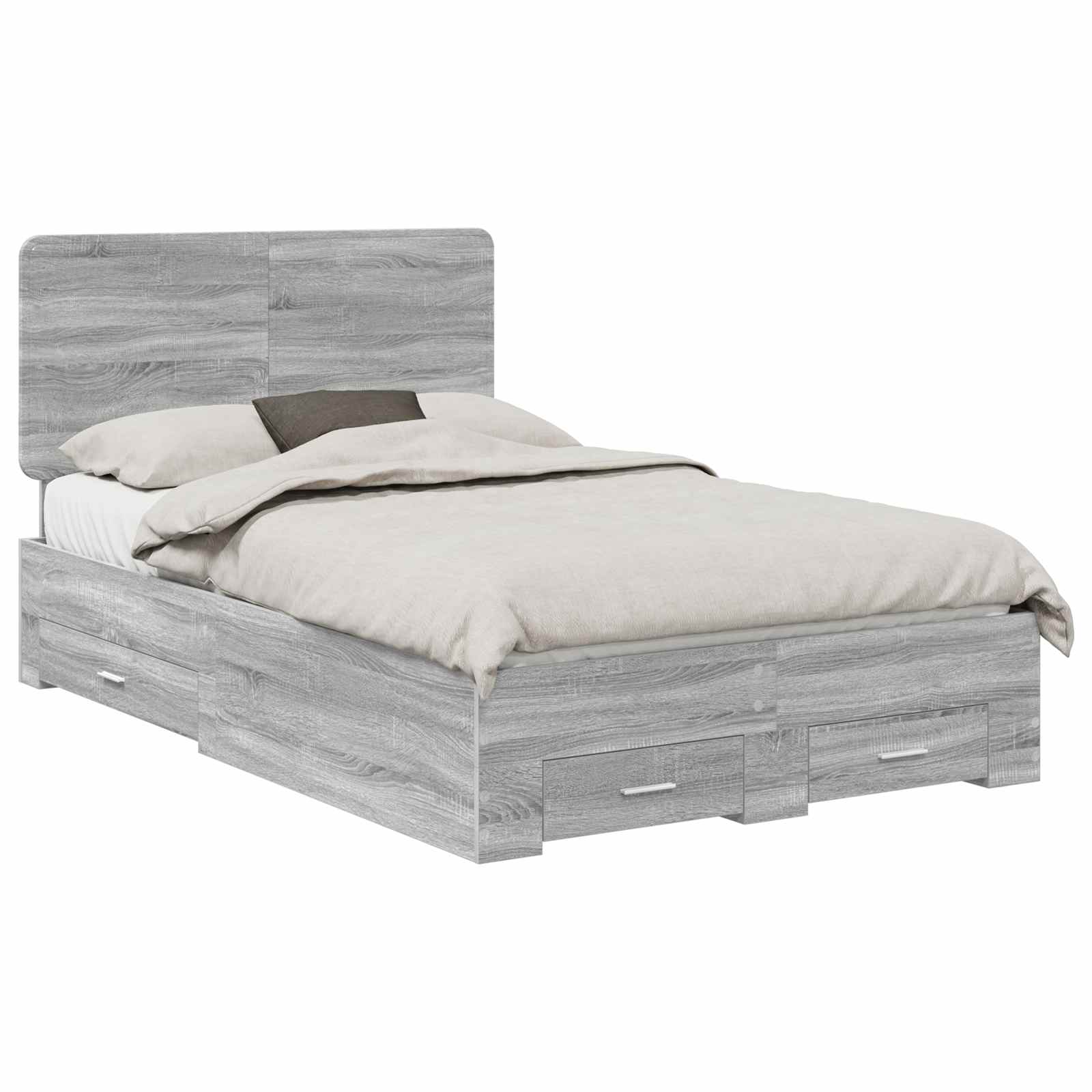 vidaXL Bed Frame with Drawer Grey Sonoma 120 x 190 cm Engineered Wood 2