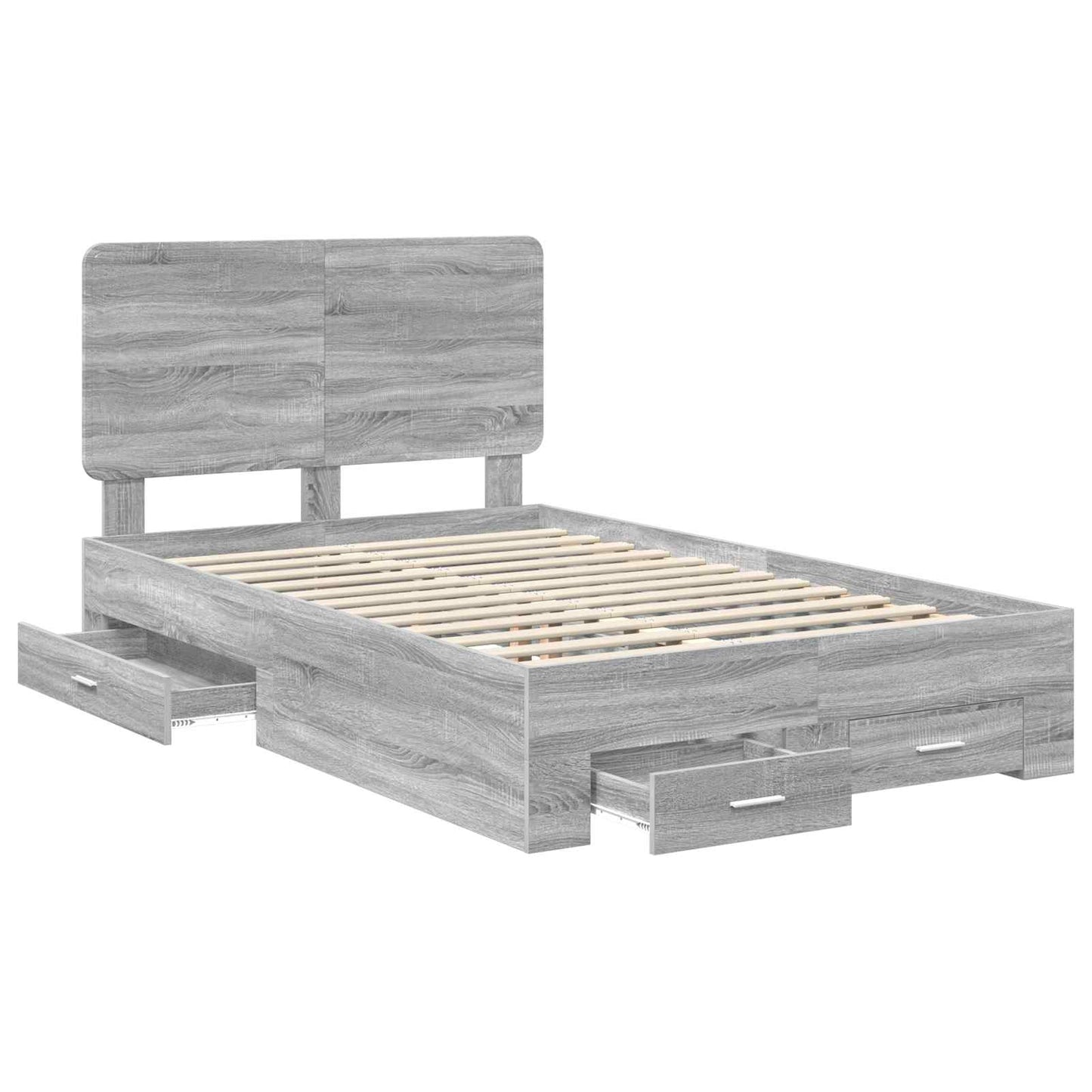 vidaXL Bed Frame with Drawer Grey Sonoma 120 x 190 cm Engineered Wood 5