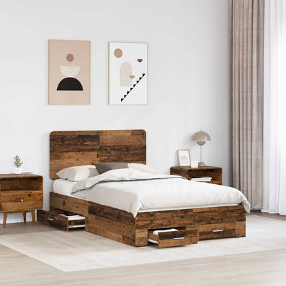 vidaXL Bed Frame with Drawer Old Wood 120 x 190 cm Engineered Wood 3