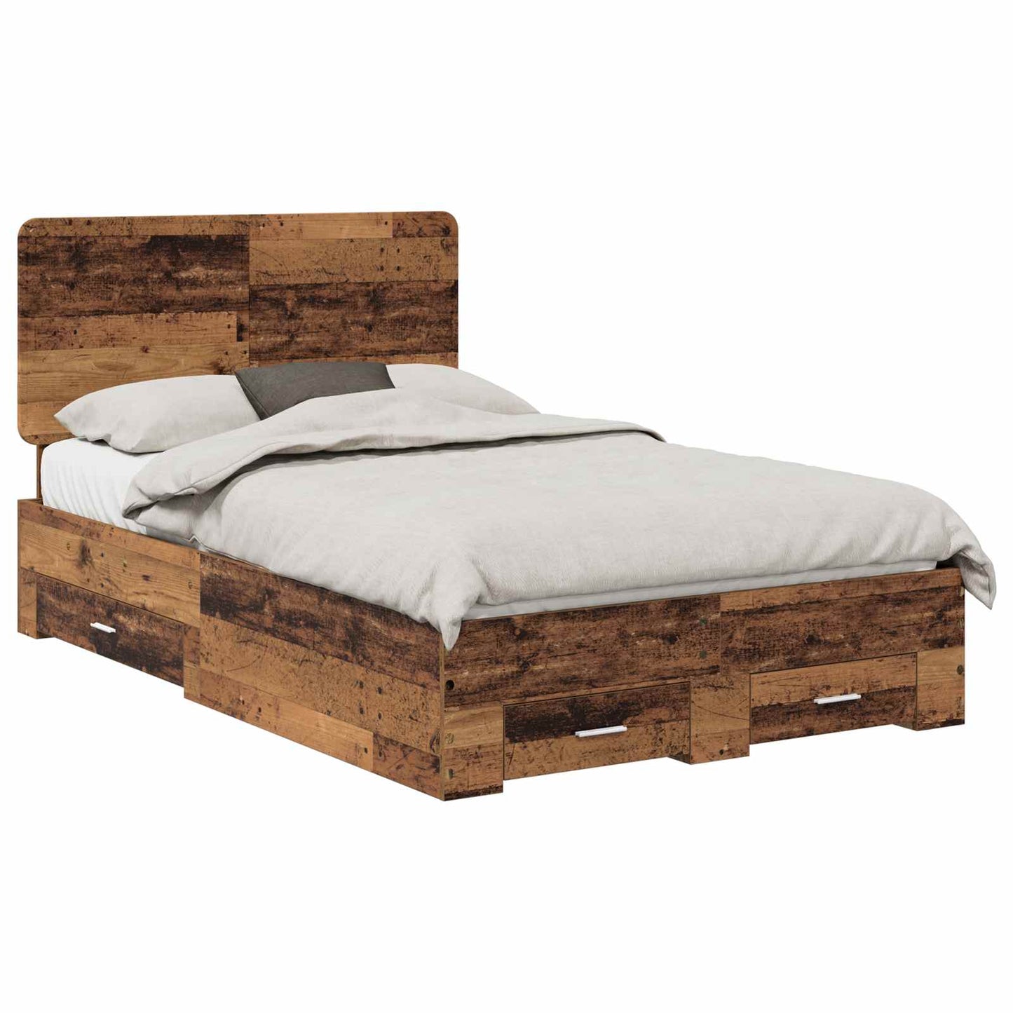 vidaXL Bed Frame with Drawer Old Wood 120 x 190 cm Engineered Wood 2