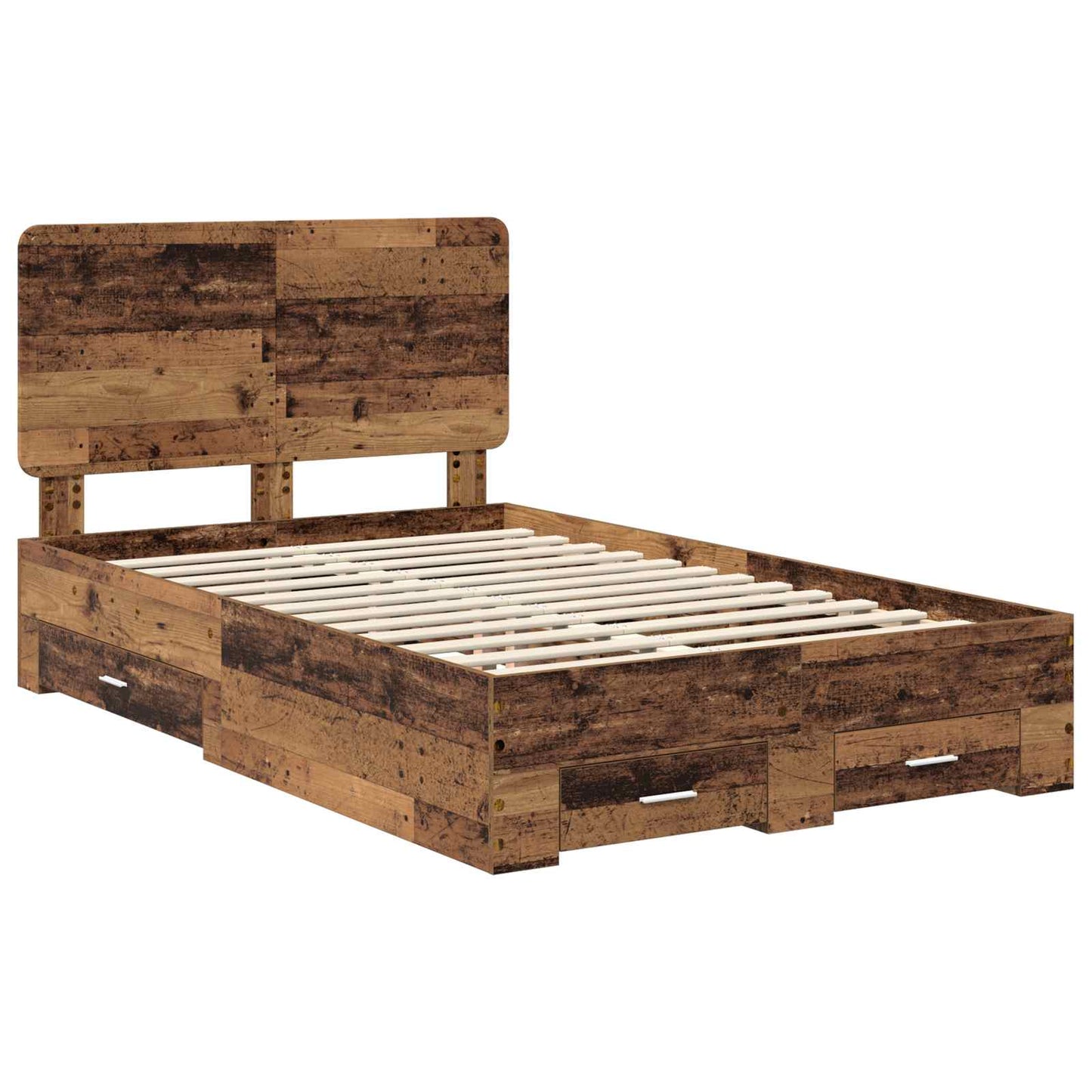 vidaXL Bed Frame with Drawer Old Wood 120 x 190 cm Engineered Wood 4