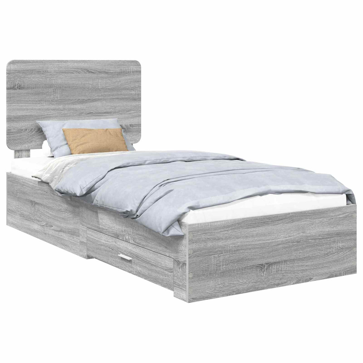 Bed Frame with Drawer Engineered Wood Length 200 cm Grey sonoma 100 cm