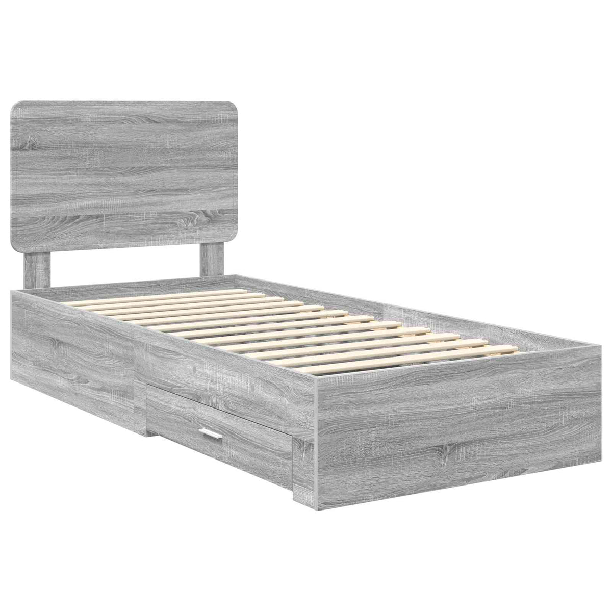 vidaXL Bed Frame with Drawer Grey Sonoma 100 x 200 cm Engineered Wood 4