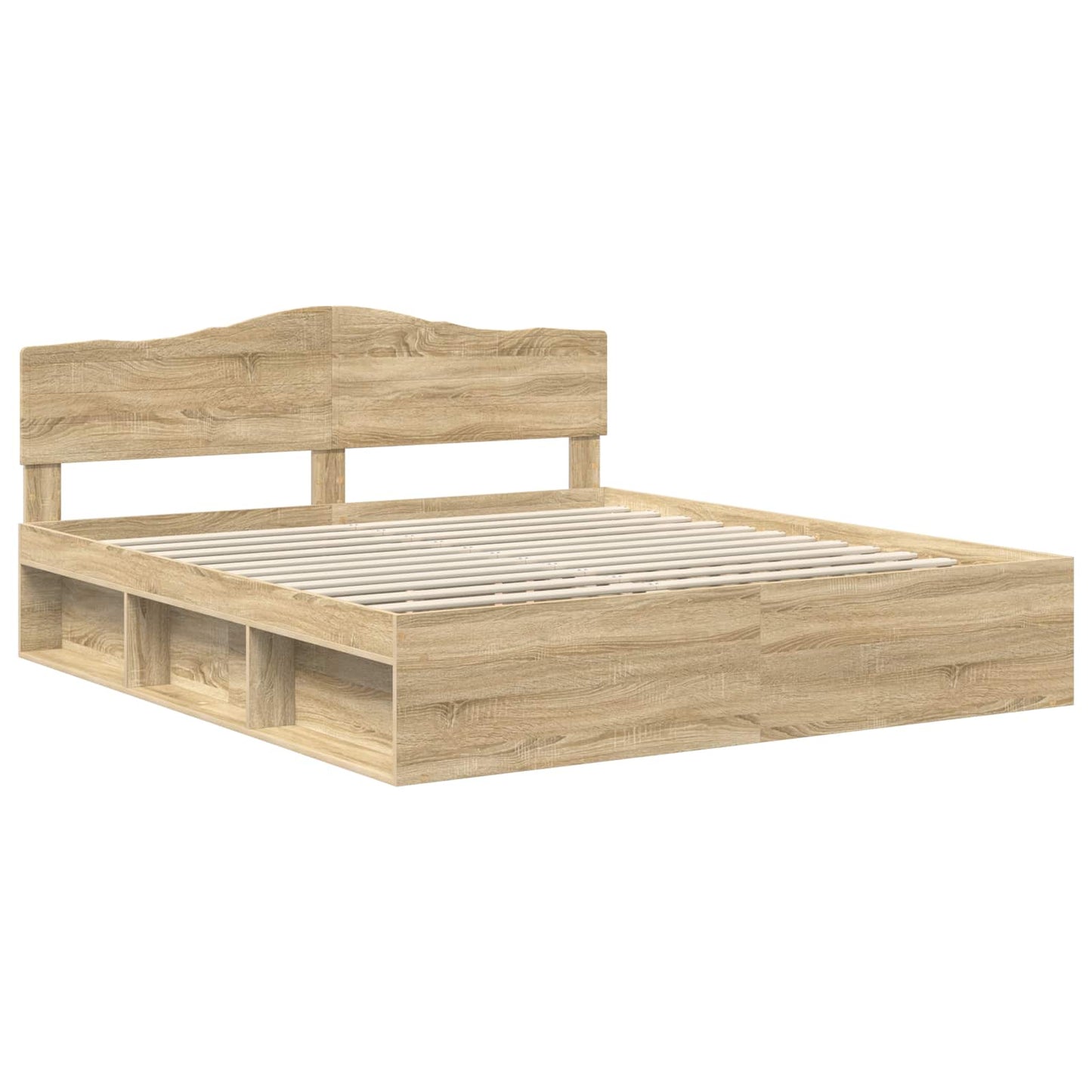 vidaXL Bed Frame with Headboard Sonoma 200 x 200 cm Solid Pine Wood 4