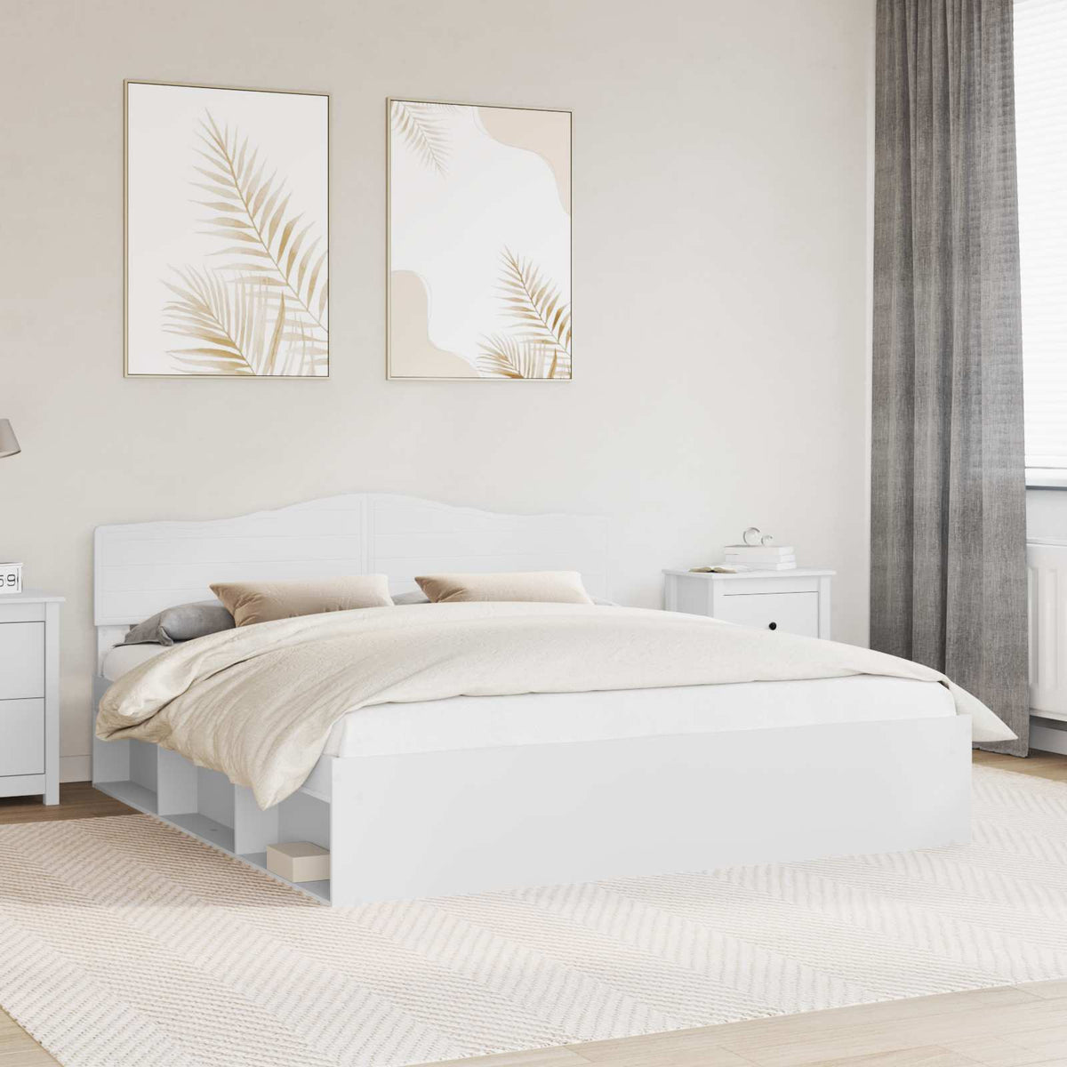Bed Frame 180 x 200 cm Solid Pine Wood White
