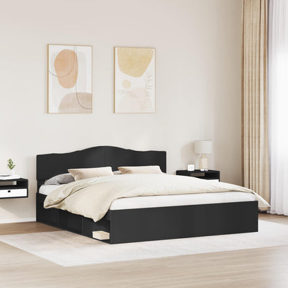 vidaXL Bed Frame with Headboard Black 180 x 200 cm Solid Pine Wood 3