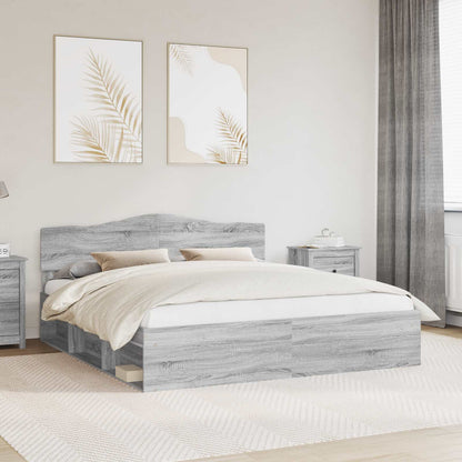 Bed Frame 180 x 200 cm Solid Pine Wood Grey sonoma