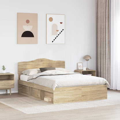 vidaXL Bed Frame Sonoma Oak 150 x 200 cm Solid Pine Wood 3
