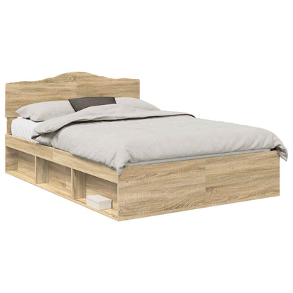 vidaXL Bed Frame Sonoma Oak 150 x 200 cm Solid Pine Wood 2