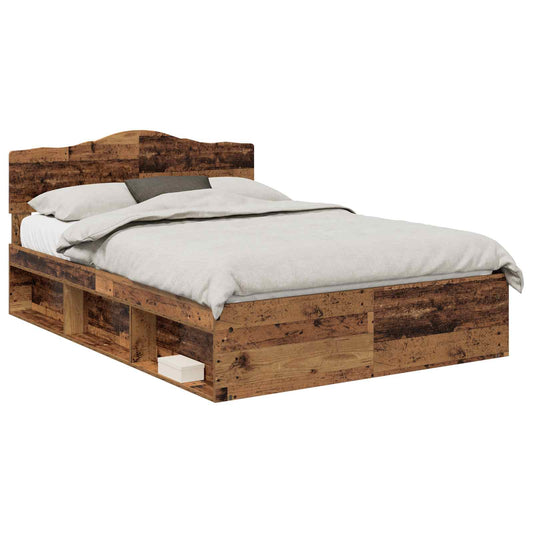vidaXL Bed Frame with Headboard Old Wood 150 x 200 cm Solid Pine Wood 2