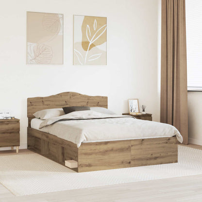 vidaXL Bed Frame Artisan Oak 150 x 200 cm Solid Pine Wood 1