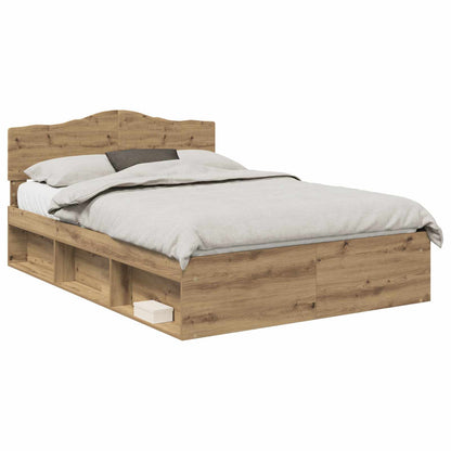 vidaXL Bed Frame Artisan Oak 150 x 200 cm Solid Pine Wood 2