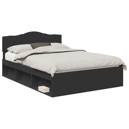 vidaXL Bed Frame with Headboard Black 140 x 200 cm Solid Pine Wood 2
