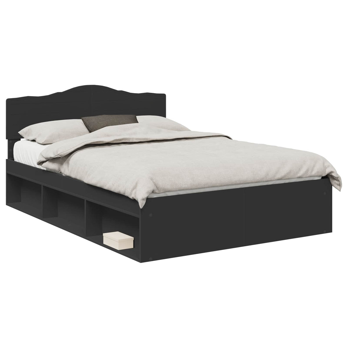 Bed Frame 140 x 200 cm Solid Pine Wood Black