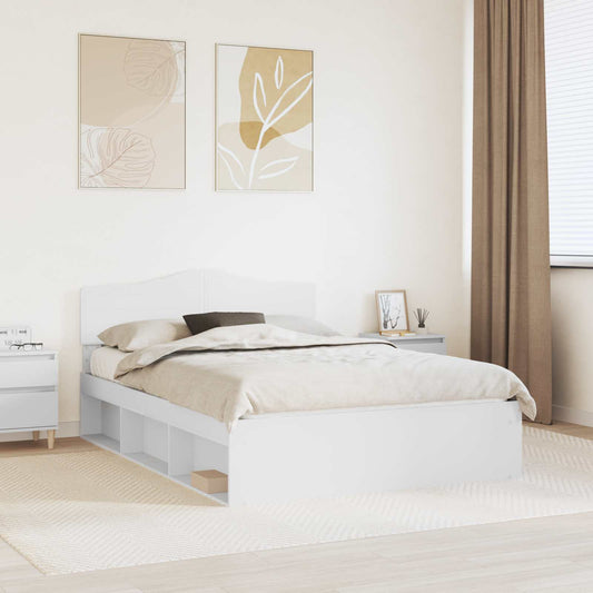 vidaXL Bed Frame with Headboard White 140 x 190 cm Solid Pine Wood 1