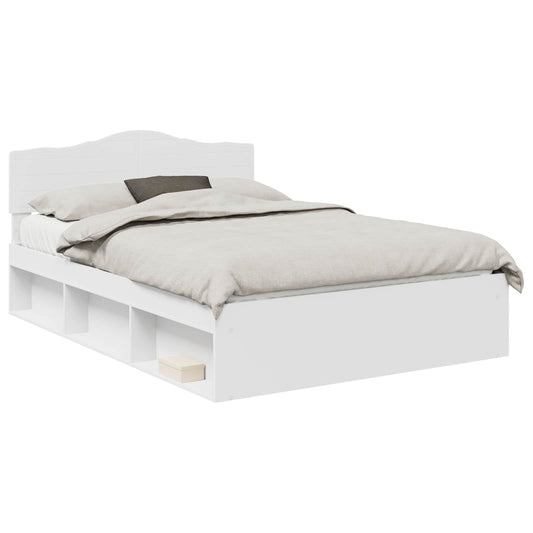 vidaXL Bed Frame with Headboard White 140 x 190 cm Solid Pine Wood 2