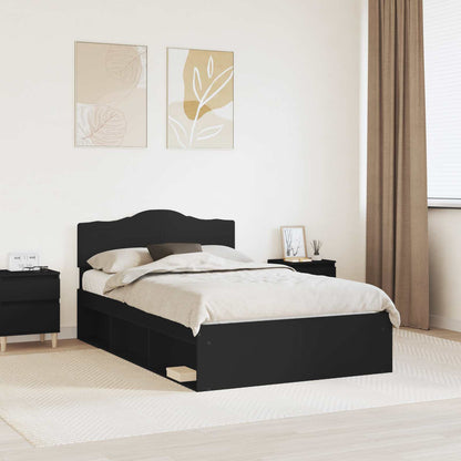 vidaXL Bed Frame with Headboard Black 135 x 190 cm Solid Pine Wood 1
