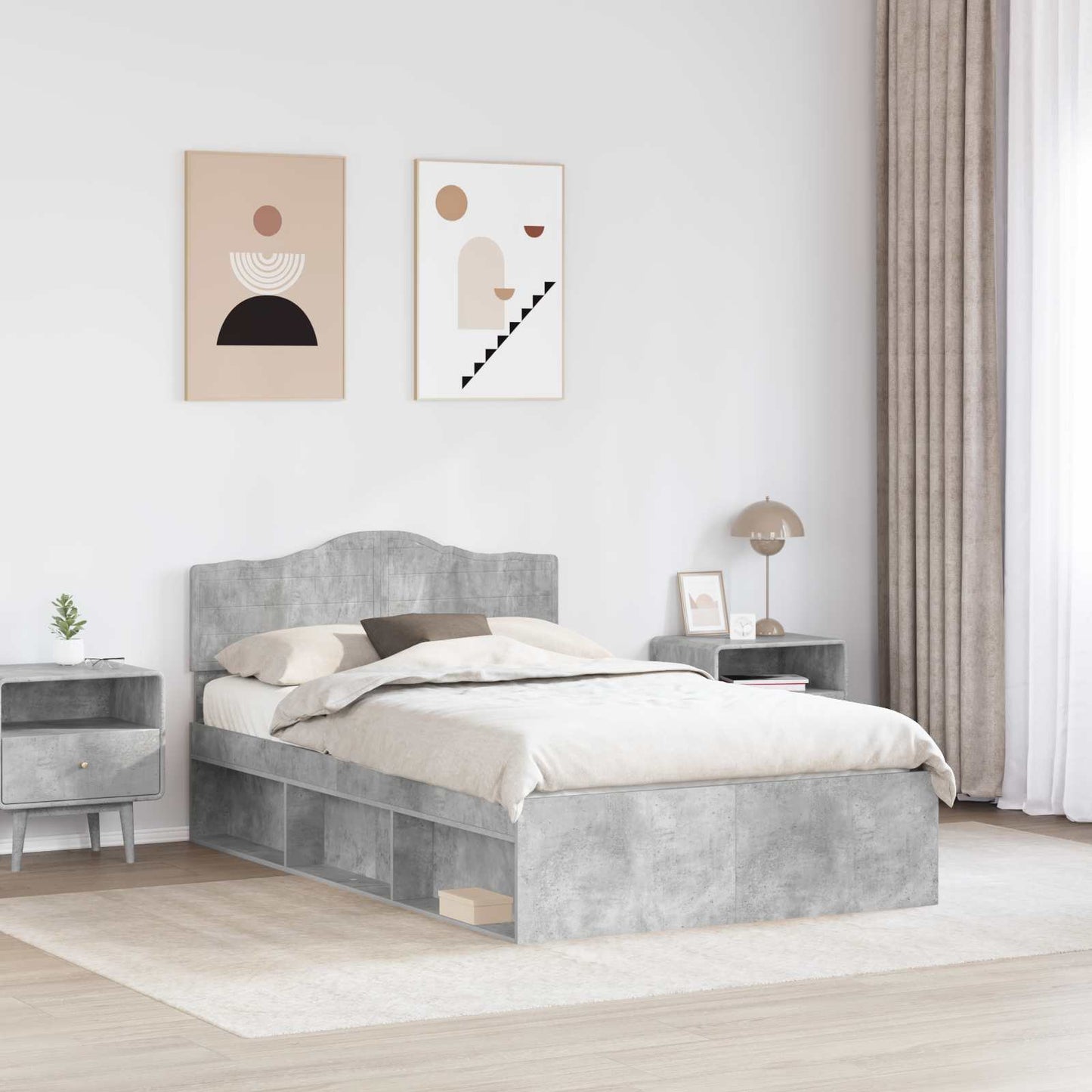 vidaXL Bed Frame Concerte Grey 135 x 190 cm Solid Pine Wood 3