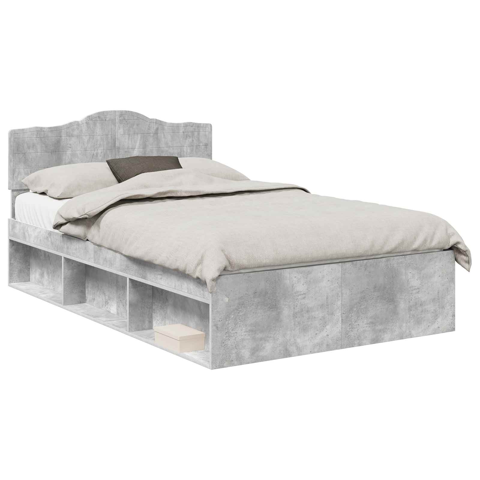 vidaXL Bed Frame Concerte Grey 135 x 190 cm Solid Pine Wood 2