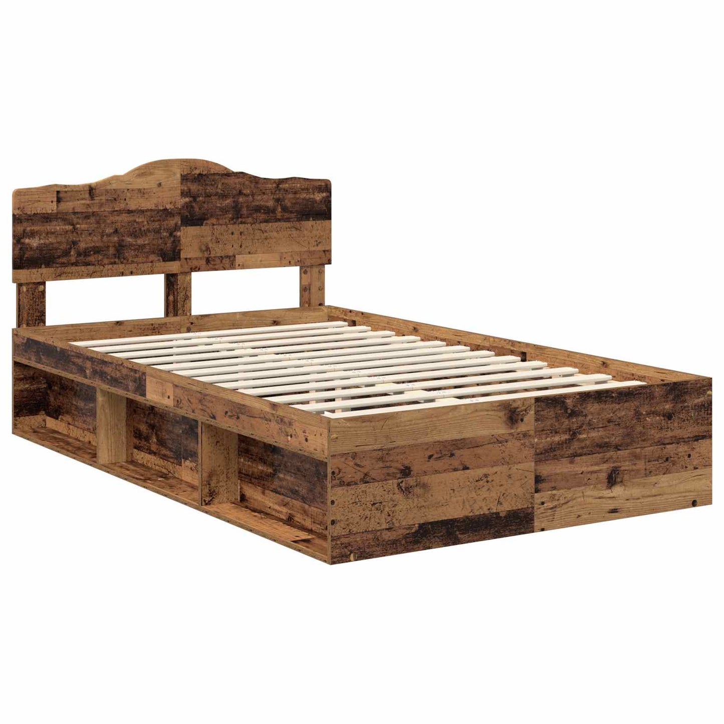 vidaXL Bed Frame with Headboard Old Wood 135 x 190 cm Solid Pine Wood 4