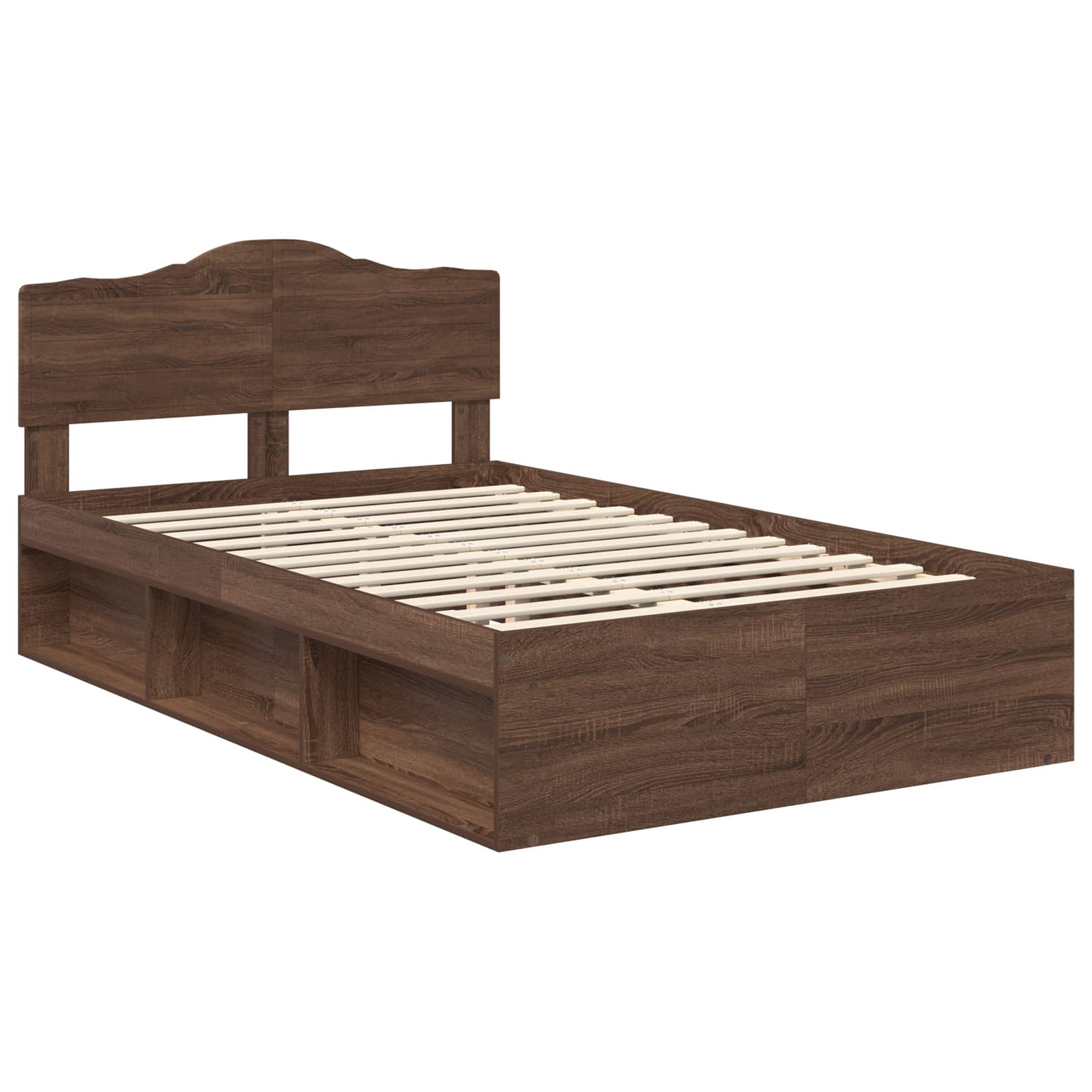 vidaXL Bed Frame with Headboard Brown Oak 120 x 200 cm Solid Pine Wood 4